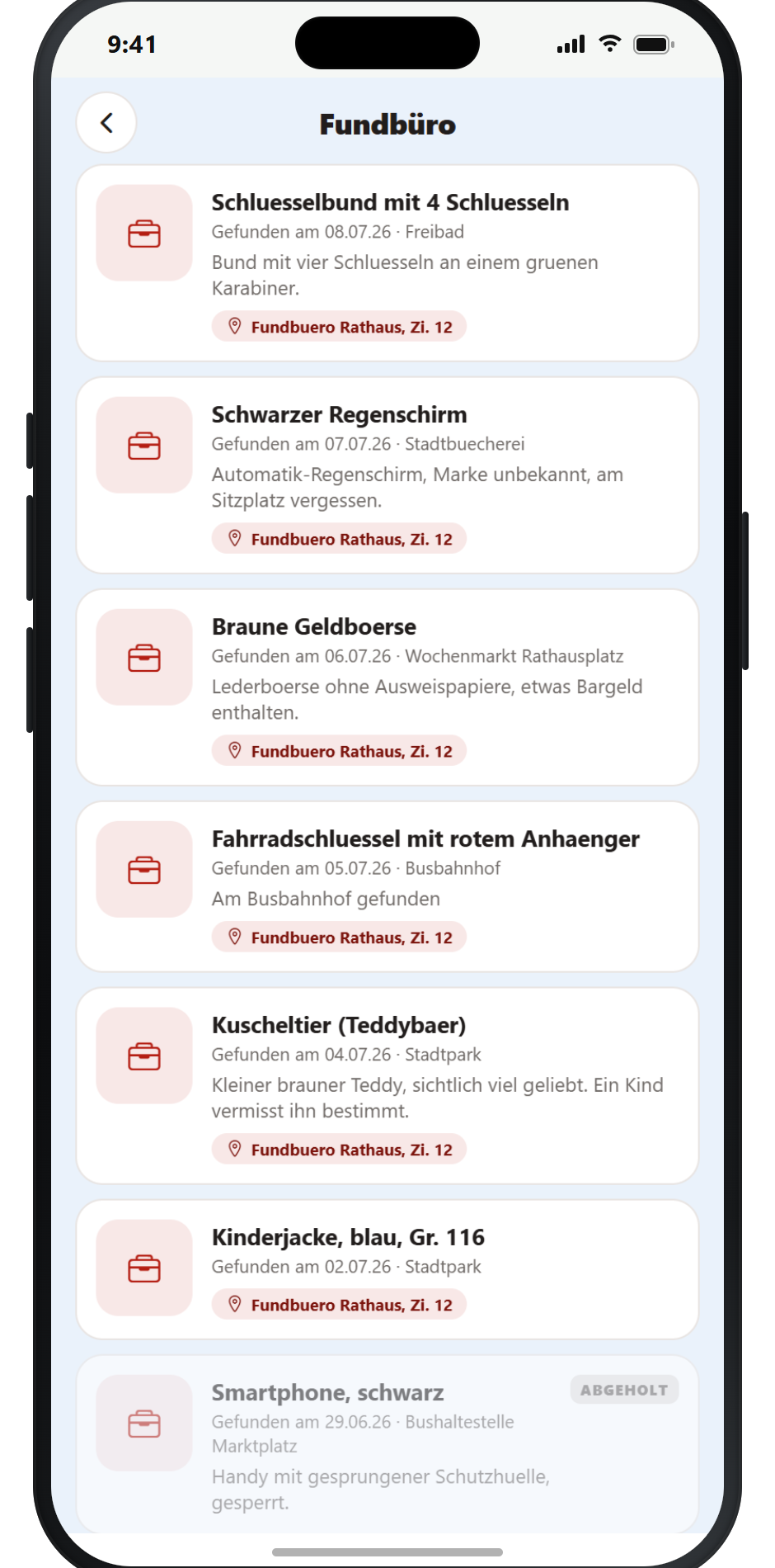 OwnCity App – Fundbüro
